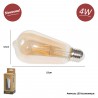 Ampoule LED Edison, Lampe Décorative Ampoules À Incandescence Rétro Edison Lampe 20 Pack [Classe Énergétique A+]Ampoule XXL LED vintage
