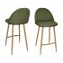 MONA Set of 2 green with feet fabric Bar stools metal 52x55x104cm