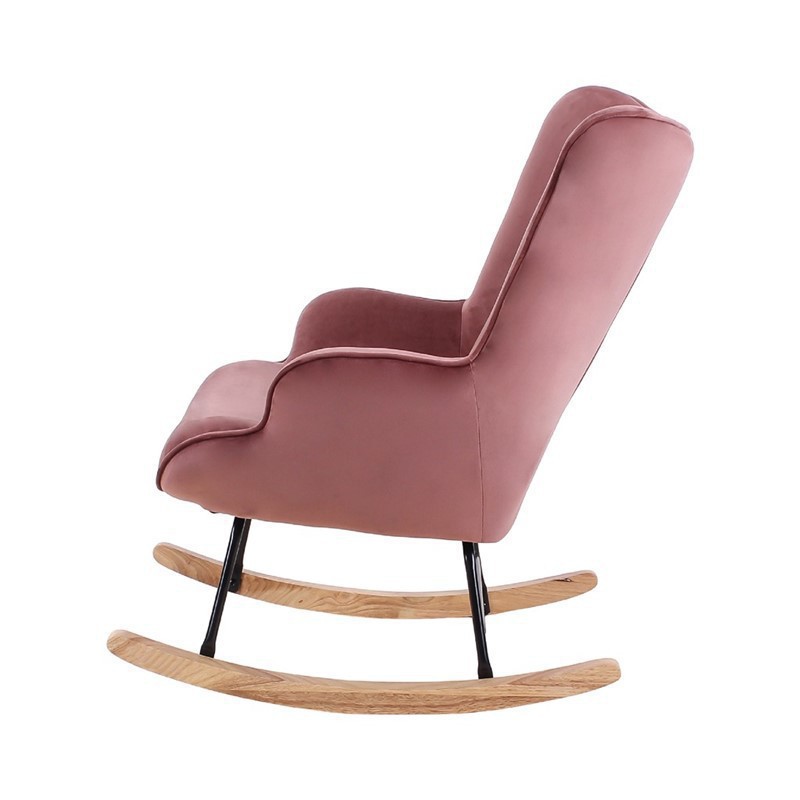 Fauteuil à bascule en velours Mama Couleur Rose Collection Mama