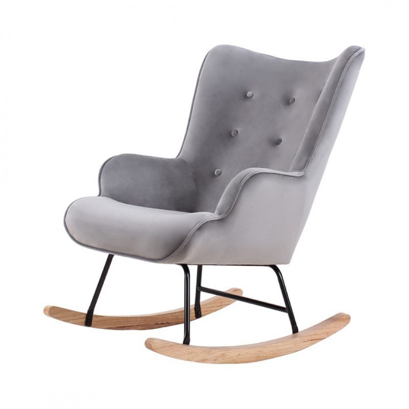 grey velvet rocking chair