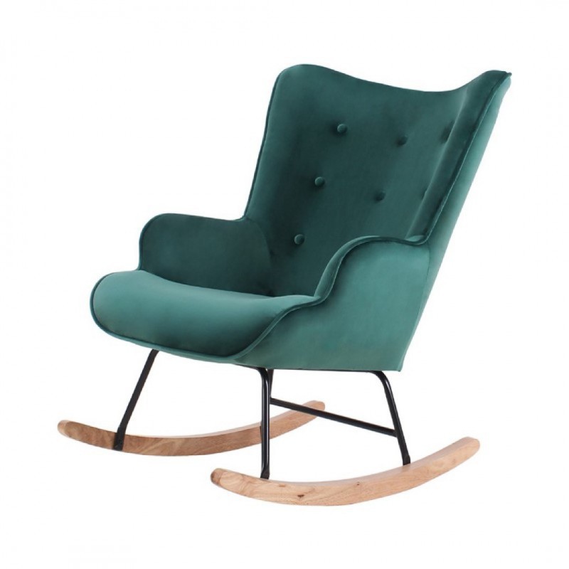 Rocking Chair Velvet MAMA Color Green Collection Mama