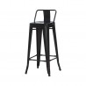 Industrial bar stool with tolix inspired backrest Seat height 76cm Color Black
