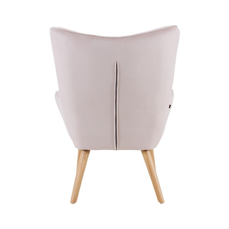 HELSINKI Fauteuil, fluweel, houten poten Kleuren Helsinki Velours Beige