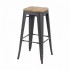 Industrial bar stool inspired by tolix H76Cm with mango wood seat Color Grey