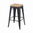Industrial bar stool with mango wood seat inspired by tolix mat H66 Color Black