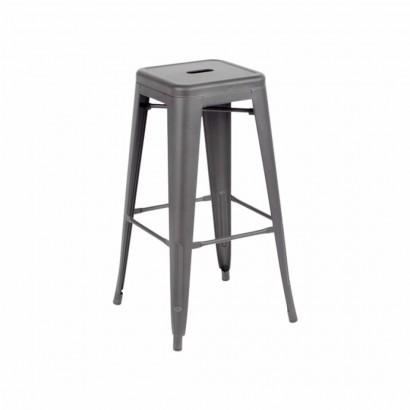 Industrial Bar Stool Inspired By Tolix, Black Round Metal Bar Stools