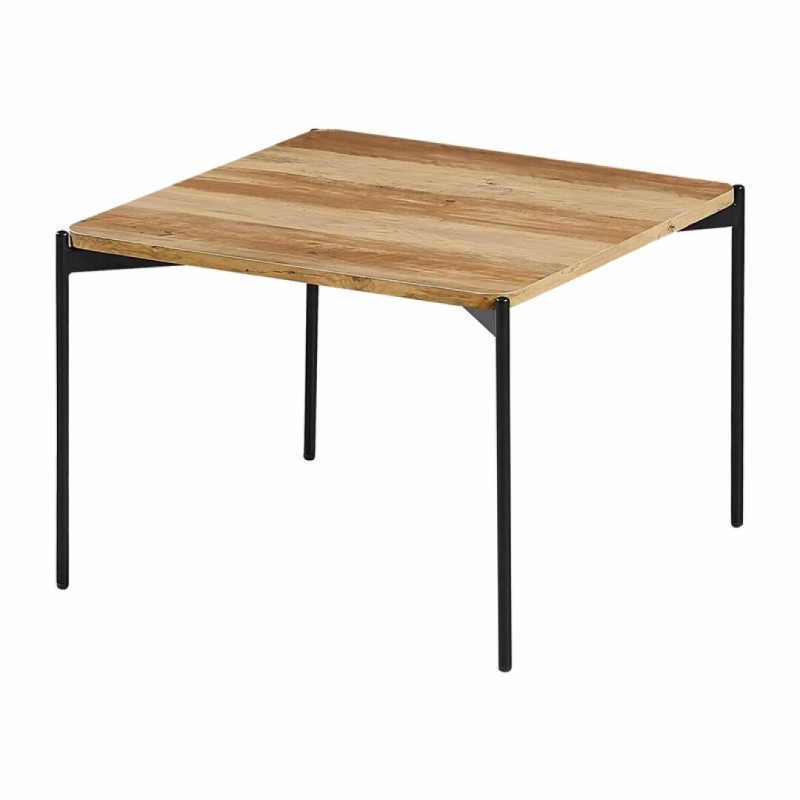 Vierkante salontafel met zwarte metalen poten en een industriële stijl 60cm