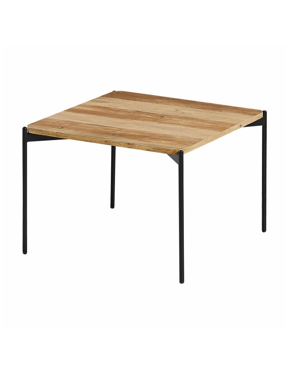 Stier Collectief Vervuild Vierkante salontafel met zwarte metalen poten en een industriële stijl 60cm