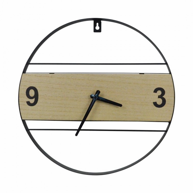 Horloge ronde en bois/ et métal Noir