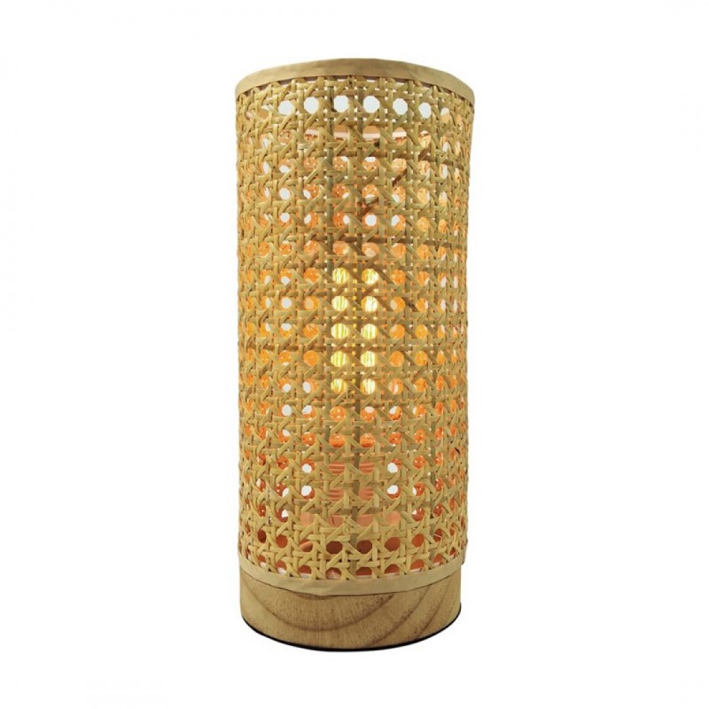 Table lamp in natural wicker cane rattan