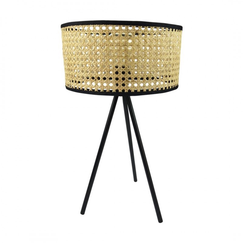 Table lamp in natural wicker cane rattan