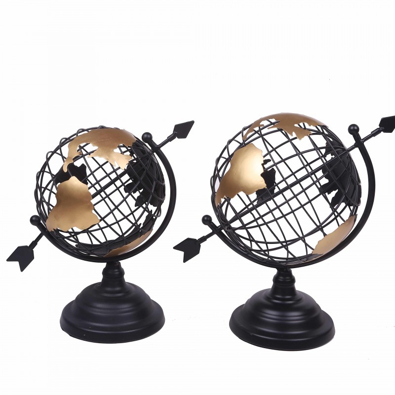 Metal Mapmonde Globe H28.5Cm