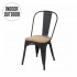 Industrial dining room chair with wood seat inspired by Tolix Color Black