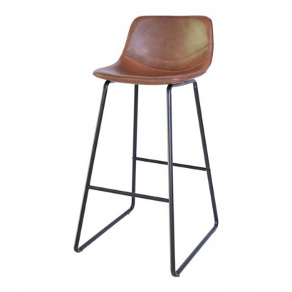 Set Of 2 Cholo Bar Stools In Black Leather, 25 Inch Bar Stools Set Of 2