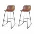 Set of 2 CHOLO Bar Stools in BLACK leather Color Brun
