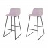 Set of 2 CHOLO Bar Stool in leather Color Pink