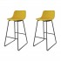 Set of 2 CHOLO Bar Stool in leather Color Yellow