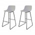 Set of 2 CHOLO Bar Stool in leather Color Grey