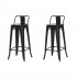 Set of 2 industrial bar stools h76 seated Color Black