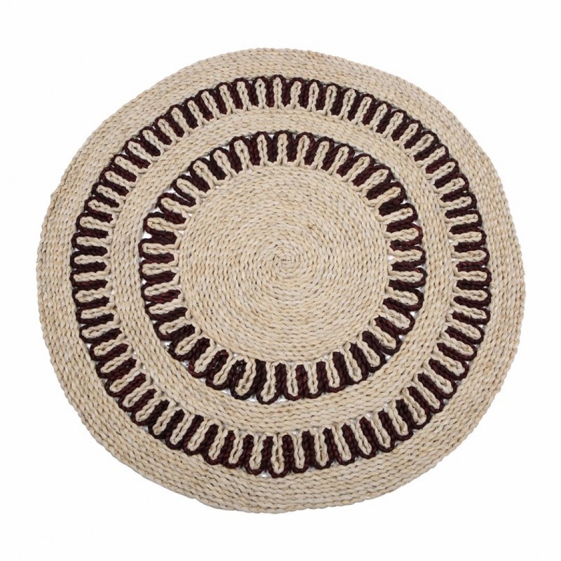 Tapis rond en jute tréssée Fait main en matière naturelle