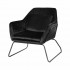 Black velvet and metal armchair + cushion -Jasper