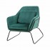 Black velvet and metal armchair + cushion -Jasper Color Green