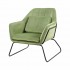 Black velvet and metal armchair + cushion -Jasper Color Green