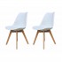 Lot de 2  chaises scandinave avec pieds en bois massif-ALBA Couleur Blanc