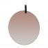 HONORED Hanging Mirror with black PU handle D40 cm Color Ambre