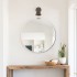 Mirror BELMONT to hang with black PU handle D50 cm Color White