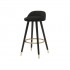 PABLO bar stool in velvet with golden tips Seat height 66cm Color Black