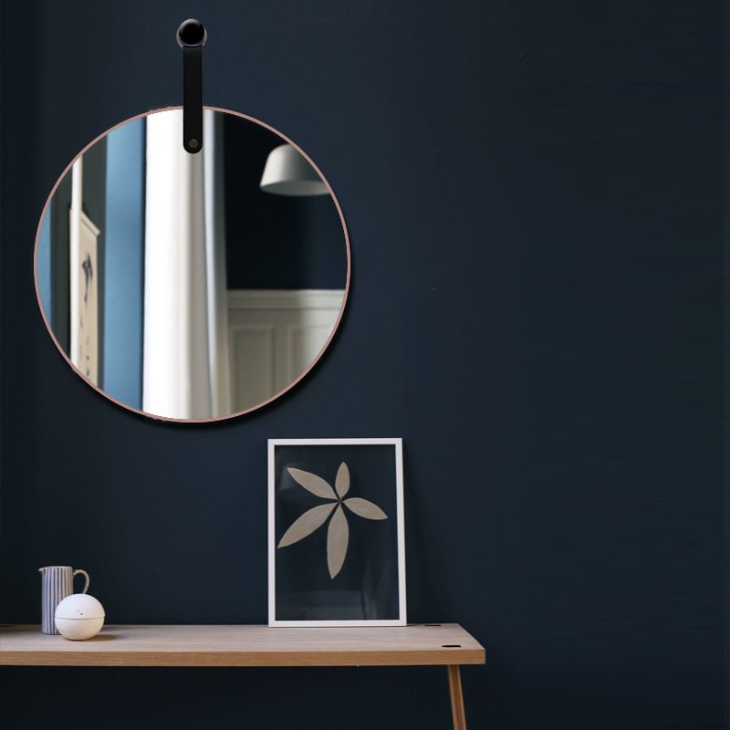  Miroir  ZOEY a Suspendre  avec anse en PU noir D25 cm