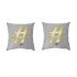 Set of 2 PORTONOVO gray cushions with golden star 45x45