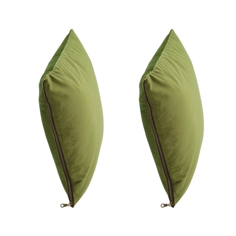 Set of 2 MOSALI cushions in pine green velvet 50x50