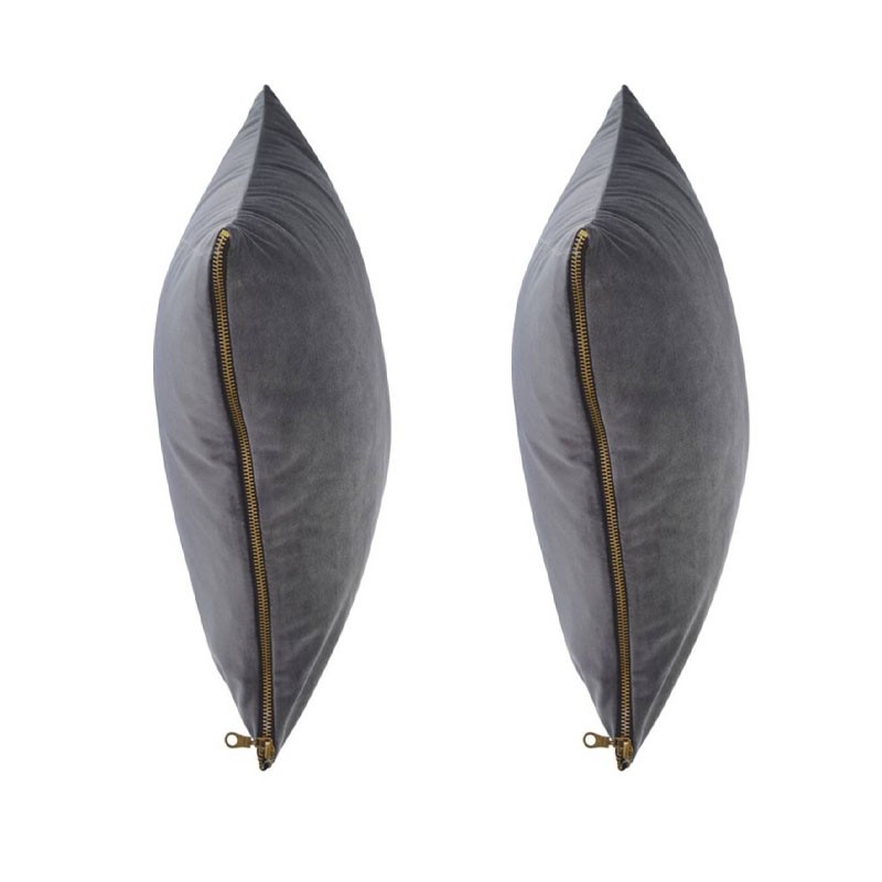 Set of 2 MOSALI cushions in anthracite velvet 50x50