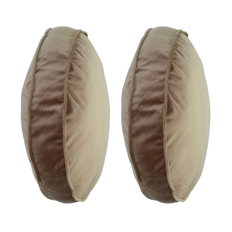Set of 2 COLETTE round cushions in beige velvet D45