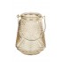Lanterne photophore en verre avec poignée dorée H12 cm