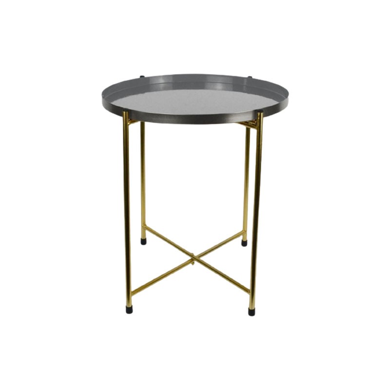 Table d'appoint en métal pieds dorés-plateau laqué D43xH44 cm