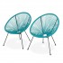 Set van twee draadtuinstoelen met eivorm Accapulco Copacabana Kleur Blauw