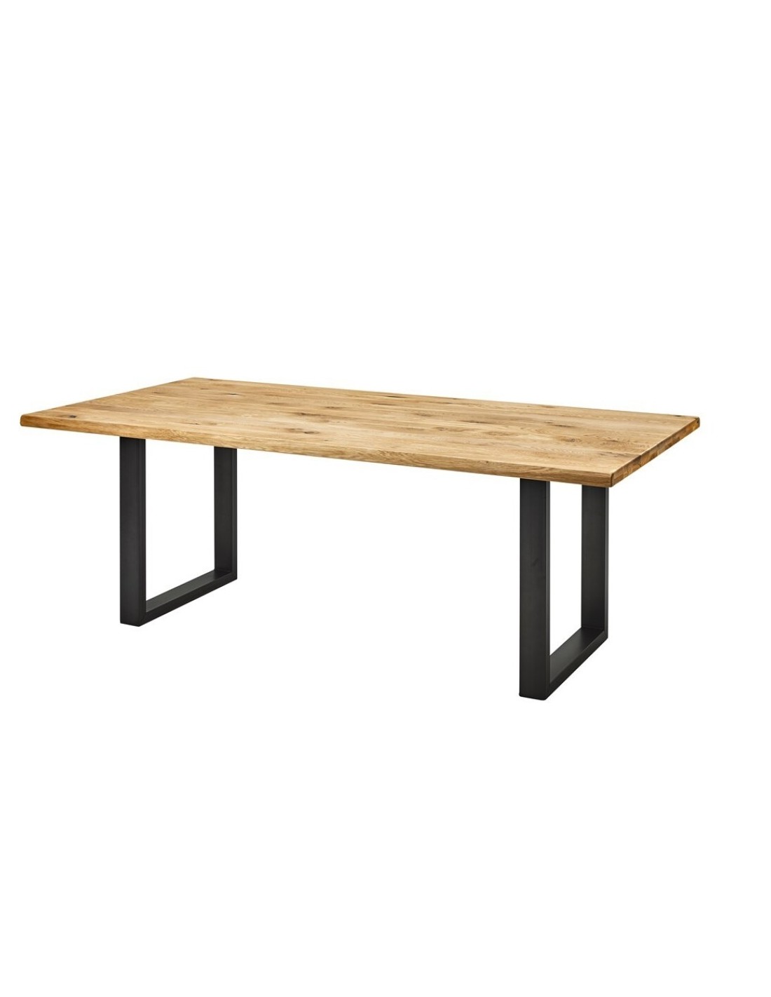 Table de salle à manger en bois massif - pieds bois et acier noir