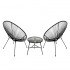 Lot de 2 fauteuils de jardin + table basse D50cm accapulco copacabana oeuf filaire Couleur Noir