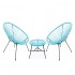 Lot de 2 fauteuils de jardin + table basse D50cm accapulco copacabana oeuf filaire Couleur Bleu