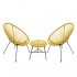Set of 2 garden armchairs + coffee table D50cm accapulco copacabana egg