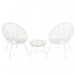 Set of 2 garden armchairs + coffee table D50cm accapulco copacabana egg Color White