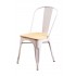 Industrial dining room chair with wood seat inspired by Tolix Color White