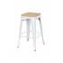 Industrial bar stool with mango wood seat inspired by tolix mat H66 Color White
