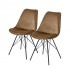 Lot de 2 chaises en velours avec pieds en métal noir, 58x49,5xH83 CM Bala Couleur Brun