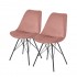 Lot de 2 chaises en velours avec pieds en métal noir, 58x49,5xH83 CM Bala Couleur Rose
