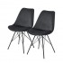 Lot de 2 chaises en velours avec pieds en métal noir, 58x49,5xH83 CM Bala Couleur Noir