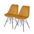 Set of 2 velvet chairs with black metal legs, 58x49,5xH83 CM Bala Color Orange
